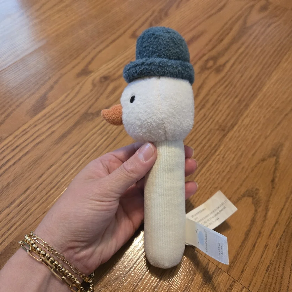 Cloud Island Baby Cream Blue Snowflake Crinkle Toy Snowman Soft Rattle Toys Set